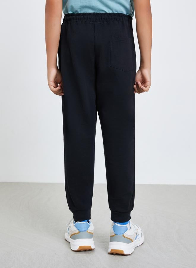 Styli Boys Black Cotton Joggers with Zipper Pocket - Image 3